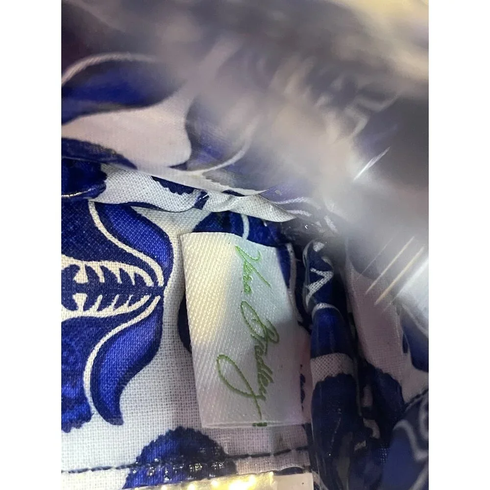 Vera Bladley Cobalt Tile Clear‎ Makeup Case Bag Blue White